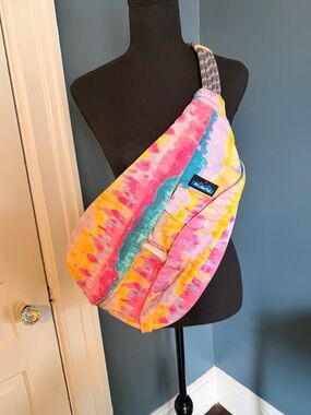 Kavu Tie-Dye Rope Sling Bag in Pink, Yellow & Teal